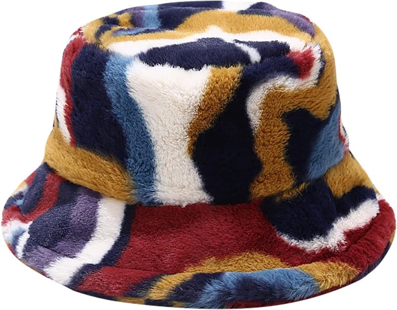 BEARUN Winter Faux Fur Furry Bucket Hat Fluffy Fuzzy Warm Hat Plush Fisherman Hat for Women Men Teens Girls - Image 1
